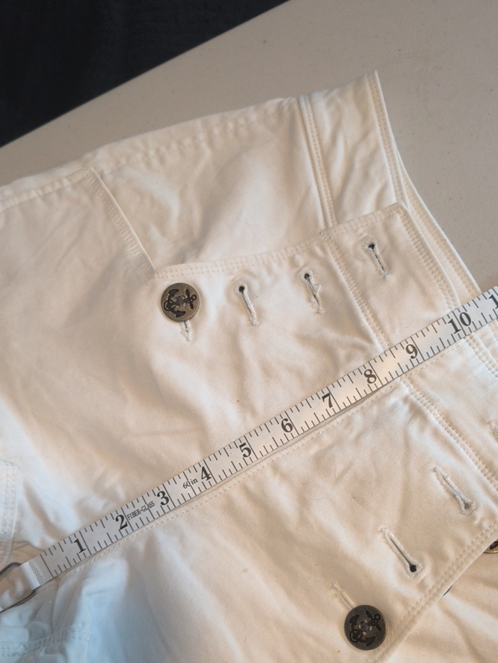 Express High Waist Cream Button Shorts - Picture 11 of 14